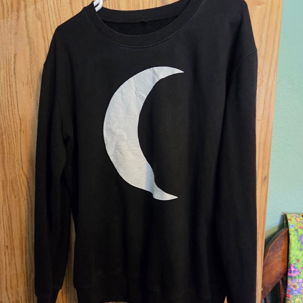 Black Sweatshirt with Crescent Moon Design